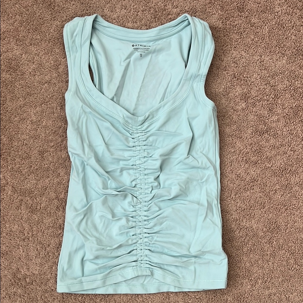 Athleta Green Ruched Sleeveless Tank Top
